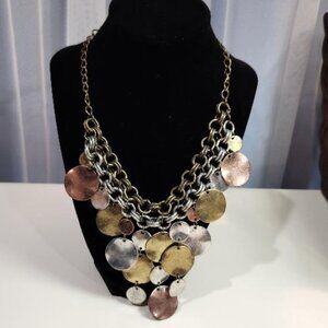 Erica Lyons Multi-toned Hammered Disc Statement Necklace